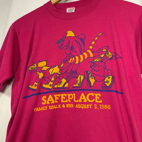VTG 80s Jerzees by Russell single stitch Safeplace Family Walk & Run tee sz M - Picture 1 of 10
